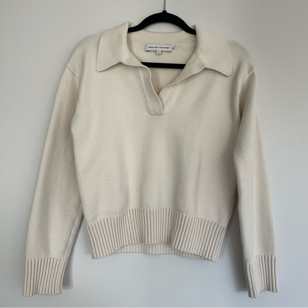 English Factory Cream V-Neck Sweater
